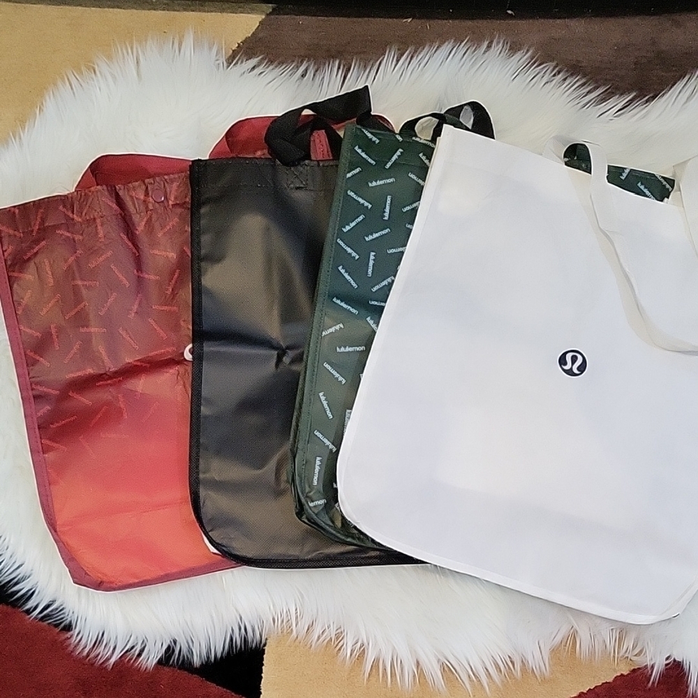 Lululemon athletica bundle of Red, Black, White, Green Tote Bags